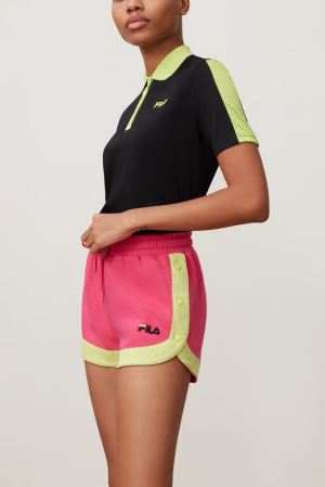 FILA Danita Side Snap Shorts Black,Womens Clothing | CA.LXDTAY602